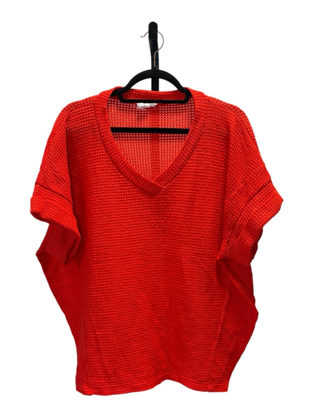 ANDREE BY UNIT Bright Red orange V-Neck Knit Top